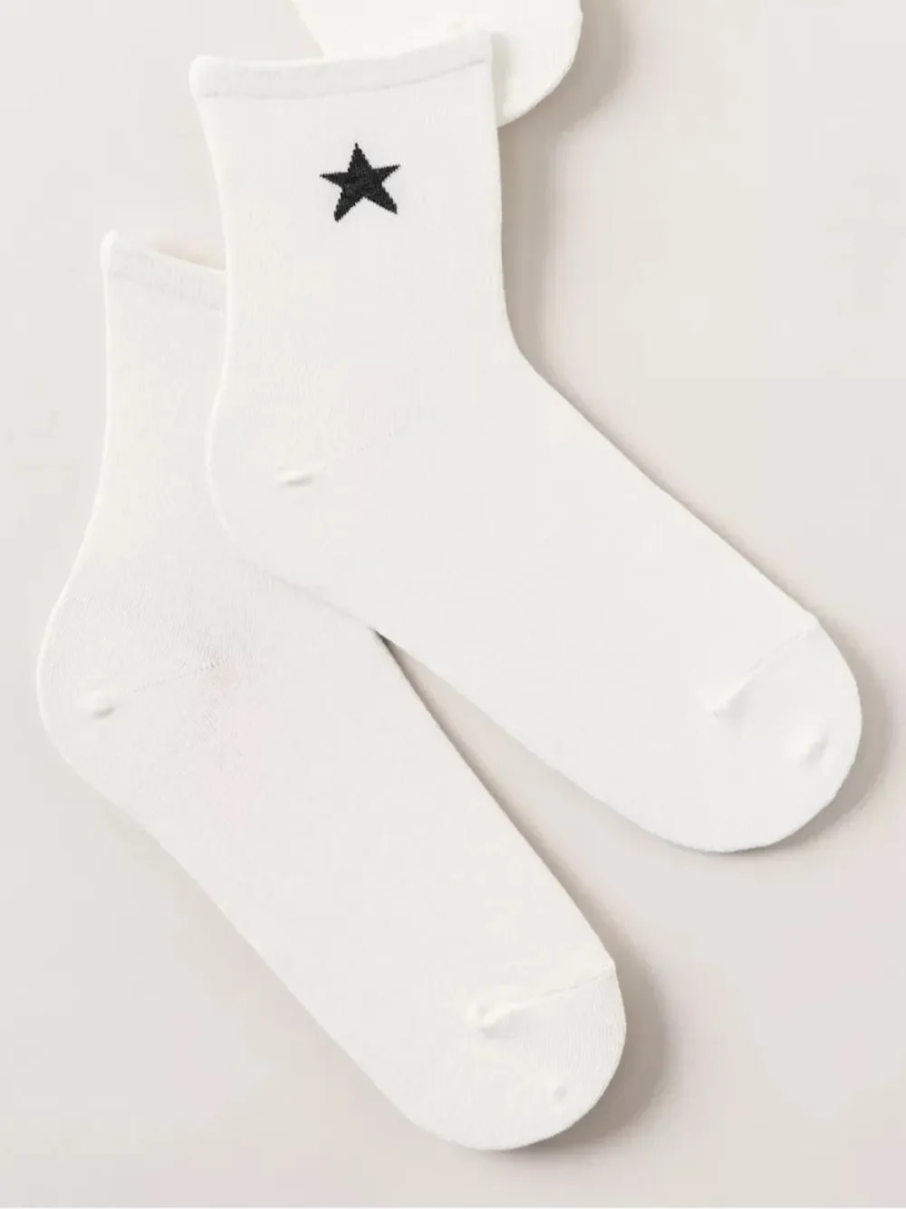 Anthropologie Ivory Red Heart Black Star Knit Icon Cotton Blend Trouser Socks